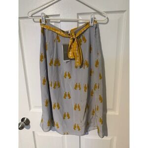 Anthropologie Charlotte by Charlotte Taylor grey and yellow silk skirt size 6